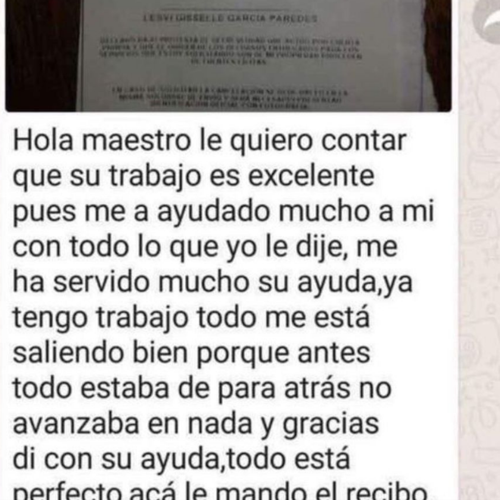 Mensaje de agradecimiento a Maestro Odín por haber conseguido empleo gracias a su ayuda espiritual.